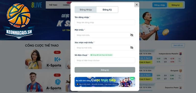 Hướng dẫn quy trình đăng ký tài khoản 8Live thành công