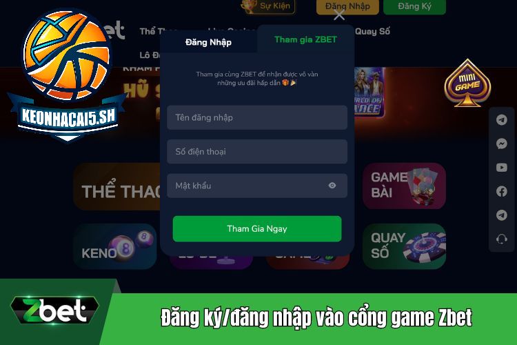Đăng ký/đăng nhập vào cổng game Zbet
