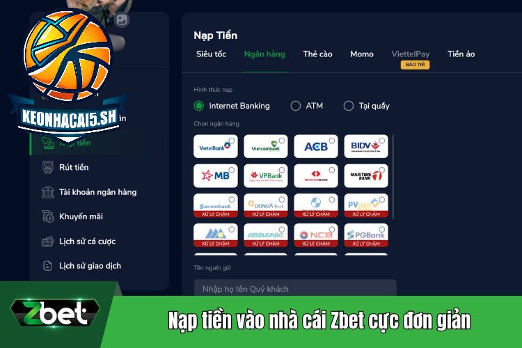 Nạp tiền vào nhà cái Zbet cực đơn giản
